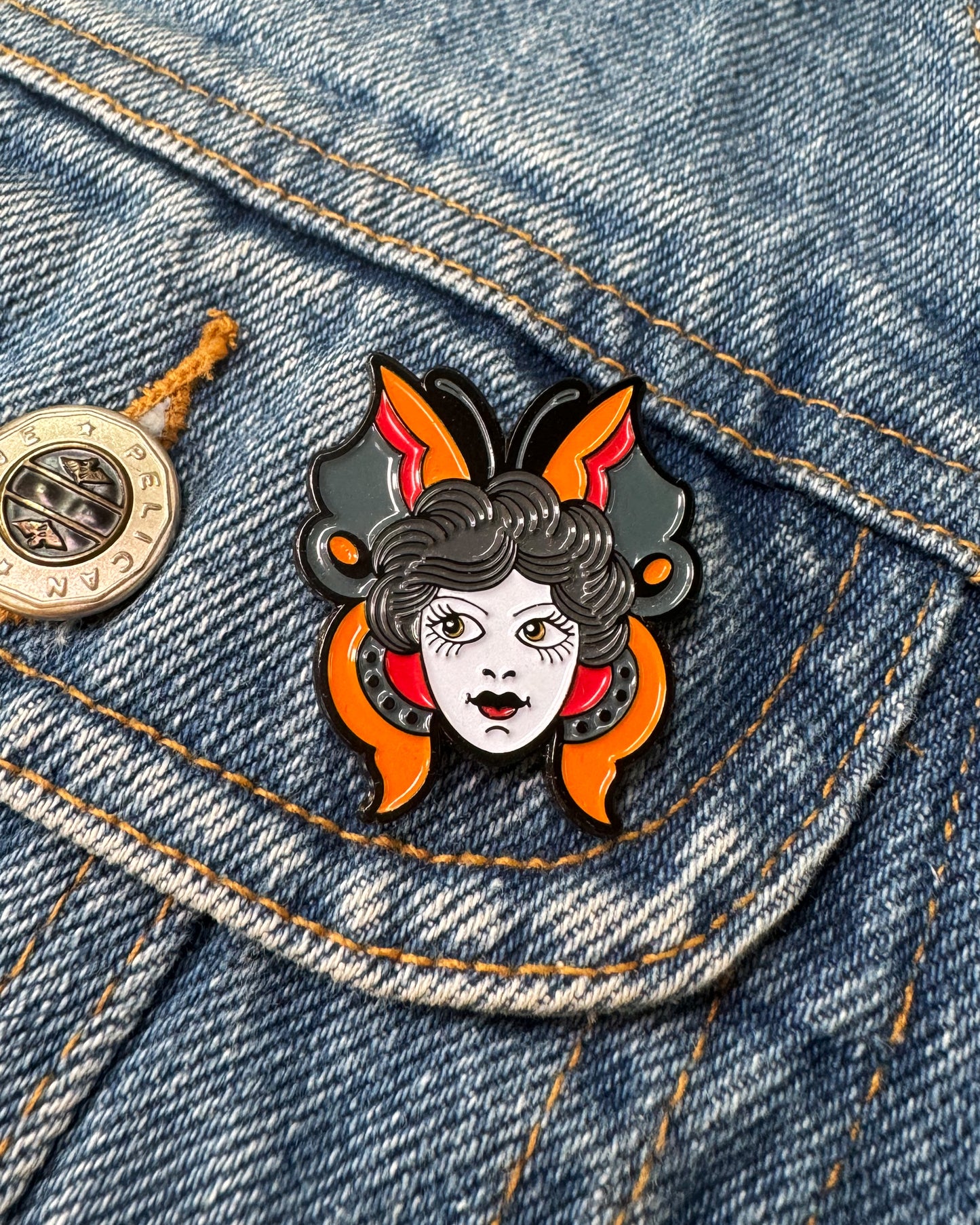 Lady Butterfly Enamel Pin