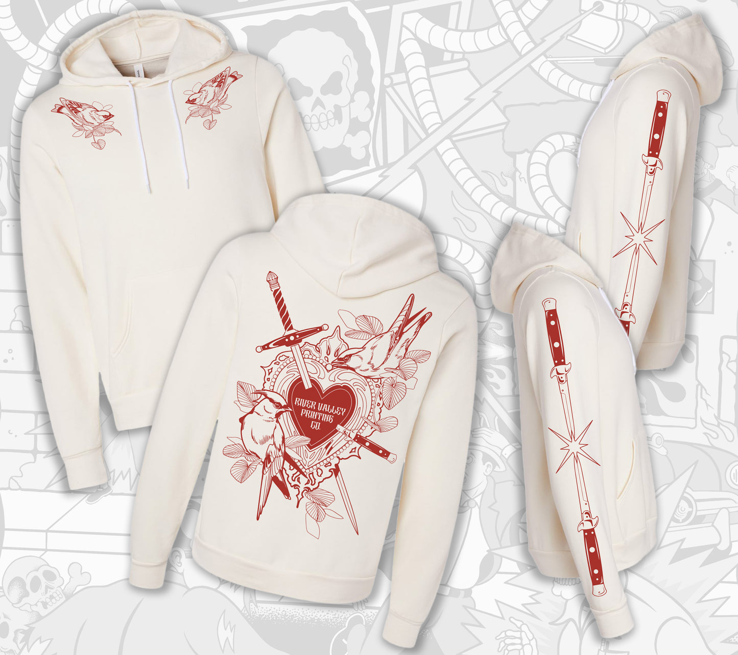 Rebecca Blair x River Valley Printing Co : Ivory Hoodie