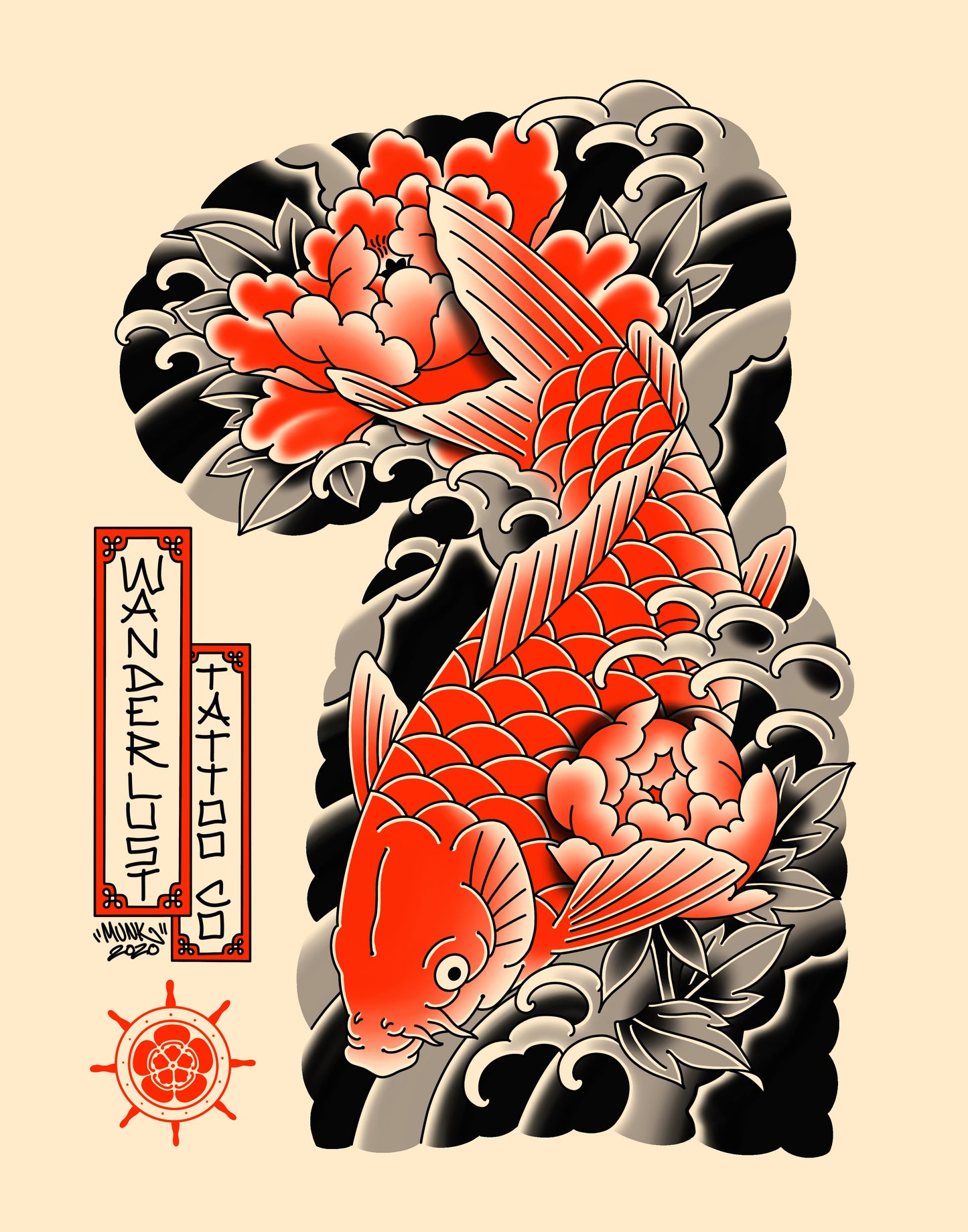 Koi/Peonies