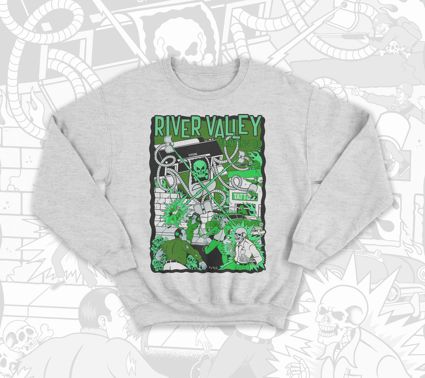 War of the Printers Crewneck : Ash